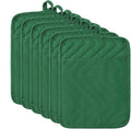 R HORSE 6 Pack Green Pot Holders for Kitchen with Pockets, 7''x 9'' | Cotton Kitchen Potholder, Heat Resistant Oven Mitts, Non-Slip Hot Pads Terry Cloth, Ideal for Cooking, Baking, Christmas Gift