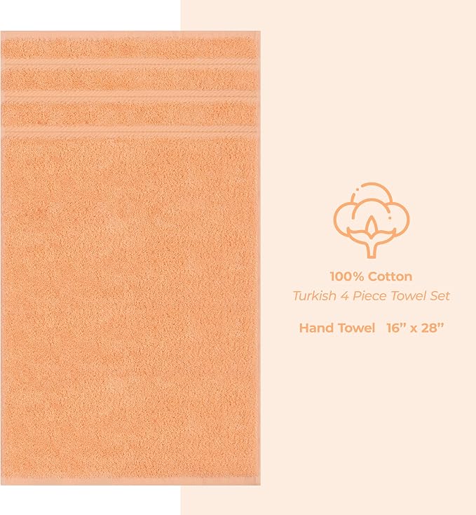 American Soft Linen 100% Cotton Luxury Turkish Towels, 4 PC Hand Towel Set | Soft Absorbent Quick Dry OEKO Tex Standard 100 Certificated Durable Machine Washable Premium Hotel Quality