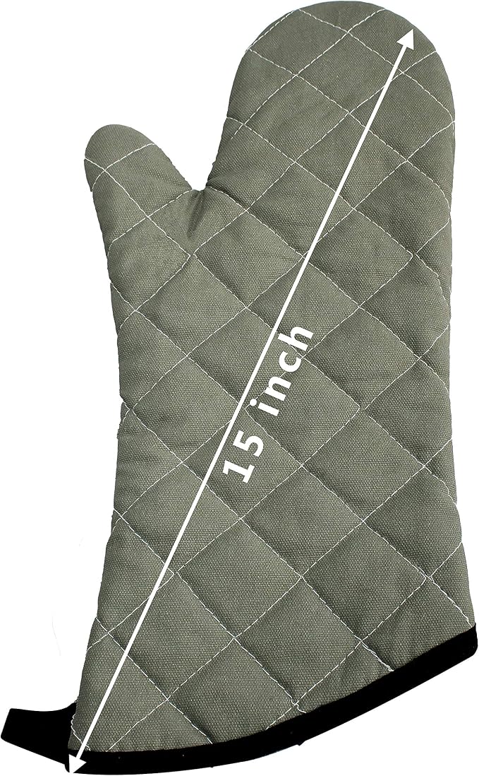 ARCLIBER 15" 425°F Terry Oven Mitts Quilted Heat Resistant Kitchen | Quilted Lining, 1 Pair, Heat Resistant, Classic, Cotton Blend, Cooking, Baking, Grilling, Non-Slip Grip
