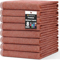 Homaxy 380 GSM Cotton Premium Kitchen Towels 8 Pack, 18"x 28", Rust | Flat and Terry Dish Towels, Highly Absorbent Tea Towel Set with Hanging Loop, Soft Utility Kitchen Hand Towels