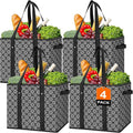 Reusable Grocery Bags 4 Pack, Foldable & Water Resistant Shopping Bags | Large Grocery Tote Bag Water Resistant Shopping Bags Foldable Grocery Bag for Clothes,Shoes and Picnic