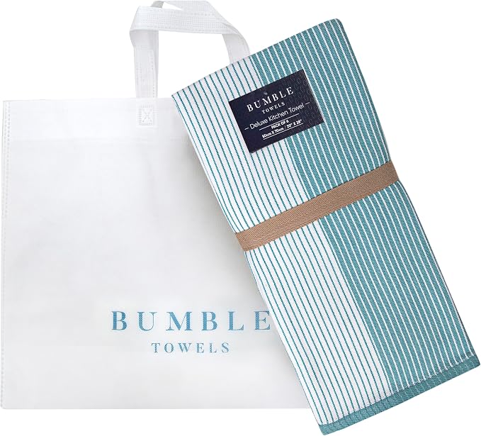 Premium Kitchen Towels 6 Pack 100% Cotton, 20"x28" Dish Towels - Aqua | Large Flat & Terry Kitchen Linen Set with Hanging Loops, Highly Absorbent for Washing and Drying Dishes
