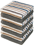 Bumble Dish Cloths 8-Pack, Cotton Kitchen Towels, 12"x12" Grey Wide Stripes | 430 GSM Soft Dish Towels for Kitchen, Highly Absorbent & Durable Kitchen Rags for Washing Dishes