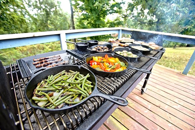 Lodge 5 Quart Pre-Seasoned Cast Iron Deep Skillet - Signature Teardrop Handle & Assist Handle - Use in the Oven, on the Stove or Grill, or Over a Campfire - Black