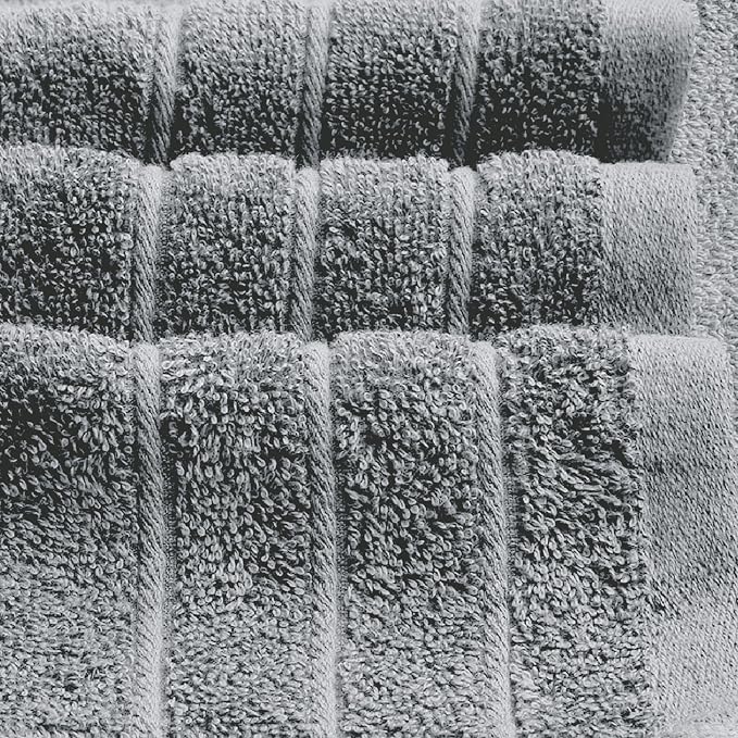 8 Piece Towel Set, 2 XL Bath, 2 Hand, 4 Washcloth, Cool Grey | 100% Cotton, Lighter Weight, Quicker to Dry, Super Absorbent, Perfect for Bathroom
