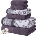 Modern Threads 6 Piece Bath Towel Set – Bathroom Set with 2 Bath Towels, 2 Hand Towels, and 2 Wash Cloths – 100% Cotton, Super Absorbent & Extra Soft – Reversible Floral Trail (Purple)