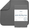 S&T INC. Dish Drying Mat, 2 Pack, 16" x 18", Large, Charcoal Grey | Absorbent Microfiber, 2PK Kitchen Counter Mat for Dishes, Utensils, Pots and Pans, Machine Washable