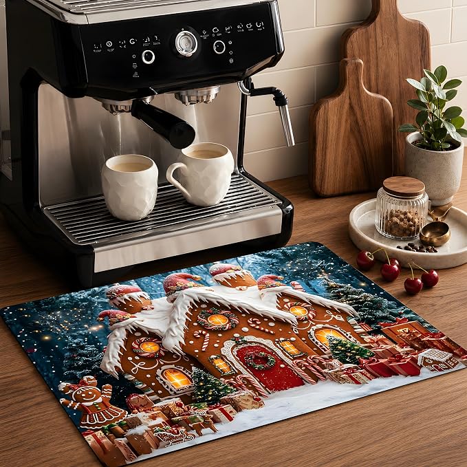 Christmas Stove Top Cover Mat,Gingerbread House, 28.5 x 20.5 In(Christmas House)