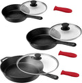 MegaChef Pre-Seasoned 9 Piece Cast Iron Skillet Set