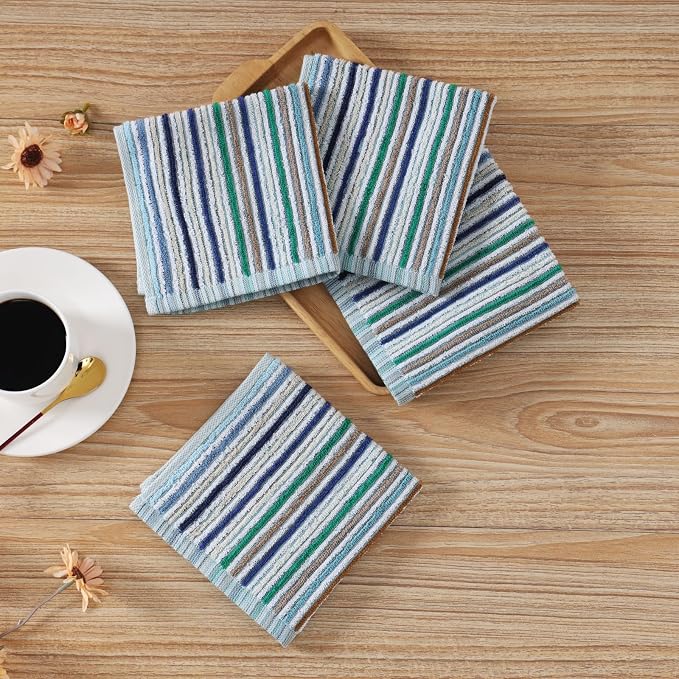 Kitchen Rags, Dish Cloths for Washing Wiping Cleaning Towels | Good Absorption, for Cleaning Drying Wiping, 100% Cotton Quick Dry Pack 8 Dishcloths, small dish towels 12x12 Inches
