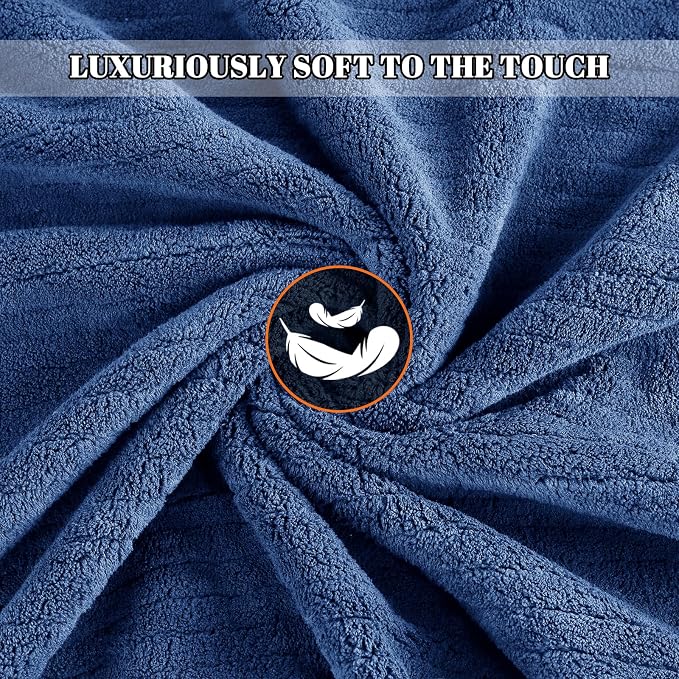 Bath Towels Set of 4 Extra Large 35 x 70 Inches,Luxury Thick High Absorbent and Quick Dry Bath Sheet,Ultra Soft Microfiber,Bathroom,Beach,Yoga,Sport,SPA,Fitness (Navy Blue) | Luxury Thick High Absorbent and Quick Dry Bath Sheet for Bathroom, Beach, Yog...