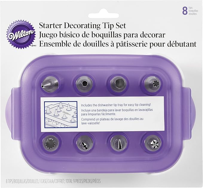 Wilton Piping Tip Set, Cupcake Decorating, 9-Piece with Carrying Case | 9-Piece Stainless Steel Tip Set with Carrying Case for Piping Rosettes, Stars & Swirls on Cupcakes & Layer Cakes