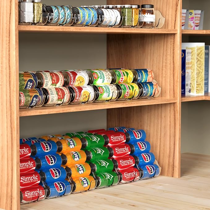 Simple Houseware Soda Can Organizer Dispenser Refrigerator/Pantry, Set of 6 | Clear