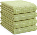 Homaxy 100% Cotton Terry Kitchen Towels, Large 4 Pack, Sage Green | Ultra Soft and Absorbent Dish Towels for Kitchen, Suitable for Drying and Washing Dishes