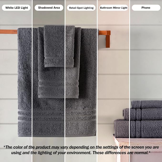 Hawmam Linen Luxury Cotton Washcloths 13x13 Inch - Large Hotel Spa Bathroom Face Towel | 12 Pack | Grey