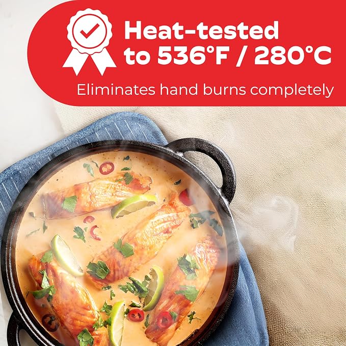 Silicone Pot Holders - Set of 2 Blue Denim - 10x3 - Heat Resistant to 536°F / 280°C, Kitchen Protectors, Hot Pans, Baking, Professional Grade Cooking Mitts