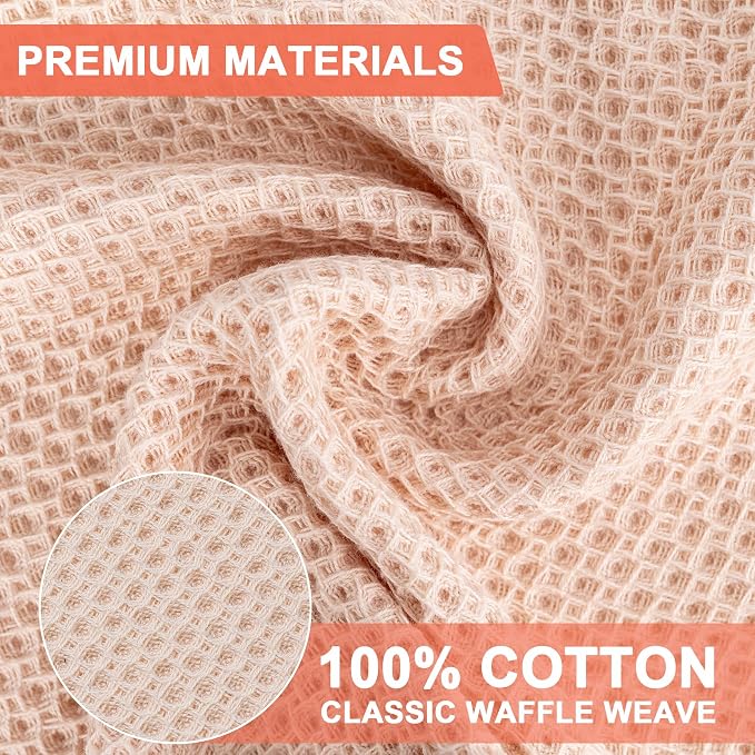 BOOMIBOO 6-Pack Dish Towels,100% Cotton Waffle Weave,13x28 in,Multicolor | Ultra Soft Absorbent, Quick Drying
