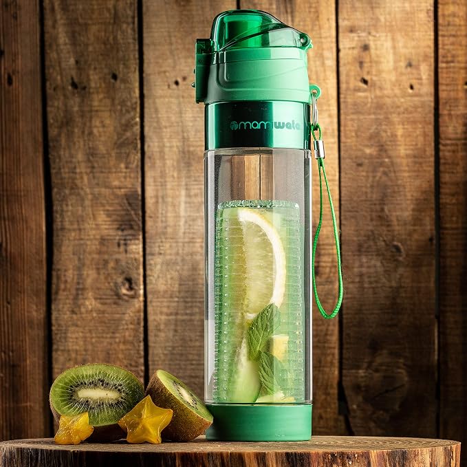 MAMI WATA Fruit Infuser Water Bottle – 24 oz BPA-Free Tritan Fruit Infused Plastic Water Bottle for Women Recipes eBook & Insulating Sleeve & Gift Box