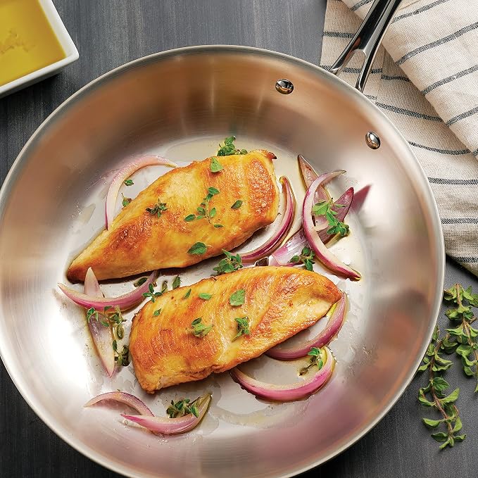 Tramontina Boston Tri-Ply Clad Stainless Steel 10-Inch Frying Pan | Induction-Ready Skillet, Dishwasher-Safe, NSF-Certified