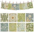 8 Packs Foliage Swedish Dishcloths, Blue Green Floral, 7 x 8 Inch | Vintage Flower, Kitchen Dish Towel, Cotton, Reusable, Washable, for Home Party Cleaning Housewarming