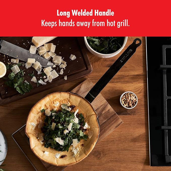 ZWILLING Forged 9.5-Inch Carbon Steel Frying Pan, PFAS-Free Pre-Seasoned Frying Pan, Induction Compatible Skillet, Oven Safe Carbon Steel Cookware