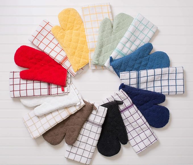 DII Basic Terry Collection Quilted 100% Cotton, Potholder, Black, 3 Piece