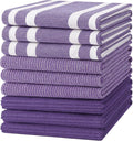 Homaxy Cotton 380 GSM Premium Kitchen Towels, 18"x 28", 9 Pack, Purple | Soft and Absorbent Terry Dish Towels, Multipurpose Tea Towel Set with Hanging Loop, 3 Styles Kitchen Hand Towels