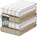 Homaxy Large Premium Cotton Kitchen Towels 16"x 28", 4 Pack, Tan | Natural Ring Spun 390 GSM Dish Towels, Super Absorbent Terry Kitchen Hand Towels, Soft Tea Towels with Hanging Loop