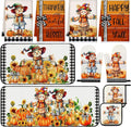 Fanfanwin 10 Pcs Thanksgiving Scarecrow Kitchen Decor Set Kitchen Towels Pot Holders Oven Mitts and Rugs Set Thanksgiving Towels for Baking Cooking BBQ Autumn Home