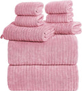 8 Piece Bath Towels Set, 2 Oversized 35 * 70 in Bath, 2 Hand, 4 Wash | Luxury Soft Microfiber, Super Absorbent Thick, Quick Dry, Shower Towels for Bathroom, Spa & Hotel, Pink