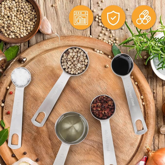4 PCS 1 Teaspoon(5 mL | 5 cc | 1 Tsp | 1/3 Tablespoon) Stainless Steel Single Measuring Spoon, Easy to Use and Easy to Wash Metal Measuring Spoons Kitchen Gadgets for Cooking & Baking