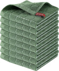 Homaxy 100% Cotton Terry Kitchen Dish Cloths, 8 Pack, Grass Green | Ultra Soft and Absorbent, Suitable for Drying and Washing Dishes