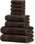 8 Piece Towel Set, 2 XL Bath, 2 Hand, 4 Washcloth, Brown | 100% Cotton, Lighter Weight, Quicker to Dry, Super Absorbent, Perfect for Bathroom