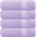 GLAMBURG Premium Cotton 4 Pack Bath Towel Set - 100% Pure Cotton - 4 Bath Towels 27x54 - Ideal for Everyday use - Ultra Soft & Highly Absorbent - Purple