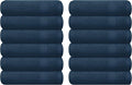 GLAMBURG Ultra Soft 12-Piece Washcloths Set 13x13-100% Ringspun Cotton - Durable & Highly Absorbent Face Towels - Ideal for use in Bathroom, Kitchen, Gym, Spa & General Cleaning - Mineral Blue