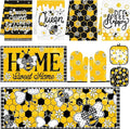 10 Pcs Kitchen Decor and Accessories Set, Bee Farmhouse | Honey Daisy Summer 4 Dish Towels Kitchen Rugs 2 Oven Mitts 2 Pot Holders, Home Decor for Cooking Baking BBQ Housewarming