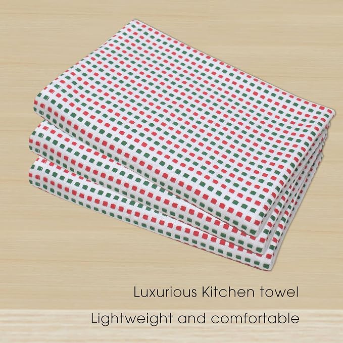 Urban Villa Kitchen Towels Cotton Dish Towels 20”x30” (Set of 6)Red/Grn/Wht