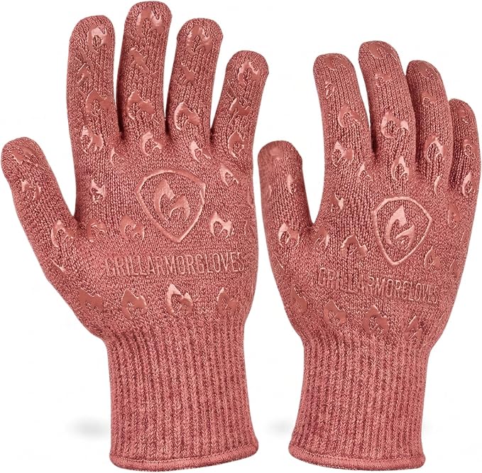 Grill Armor Oven Gloves with Fingers – 932°F Heat, Fire & Cut Resistant Mitts for BBQ, Grill, Cooking, Grilling, Baking, Smoker & Fire Pit