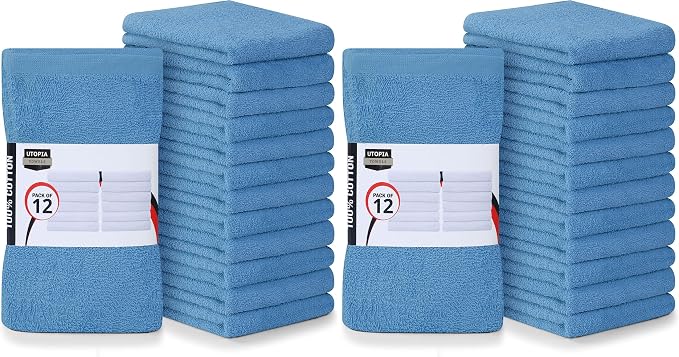 Utopia Towels Kitchen Bar Mops, Pack of 24, 16 by 19 Inches, 100% Cotton Ring Spun, Super Absorbent Towels, Multi-Purpose Cleaning Towels for Home and Kitchen Bars