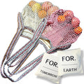 Earth and Tomorrow 2-Pack Reusable Mesh Grocery Bags – Foldable Cotton Net Totes with Jacquard Straps & Reversible Pouch | Cotton Mesh Fabric
