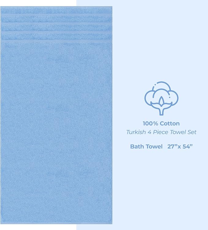 American Soft Linen 100% Cotton Luxury Turkish Towels, 4 PC Bath Towel Set | Soft Absorbent Quick Dry OEKO Tex Standard 100 Certificated Durable Machine Washable Premium Hotel Quality