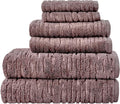 SKL Home CloudSoft Bath Towel Set, 6-Piece, 100% Cotton Luxury, Soft Plum | 2 Bath towels, 2 hand towels, 2 washcloths. Premium spa-level quality. 600/520 GSM weight. Ultra plush & absorbent.