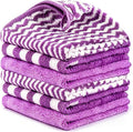 Microfiber Cleaning Cloths, 6 Pack Purple Kitchen Towels | 13.5x29 Inch, Ultra Soft Super Absorbent, Lint Free Dish Towels with Hanging Loop, Reusable for Household Cleaning