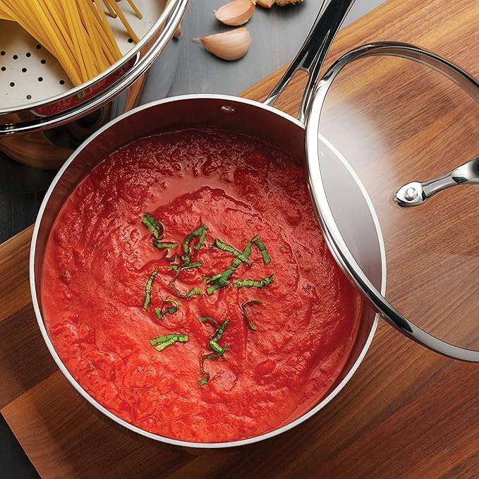 Tramontina Boston Tri-Ply Clad Stainless Steel 3-Quart Sauce Pan with Lid | Induction-Ready, Dishwasher-Safe, NSF-Certified