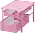 Simple Houseware Stackable 2 Tier Sliding Basket Organizer Drawer, Pink