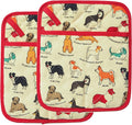 Pot Holders Set of 2 Heat Resistant 480℉ Kitchen 100% Cotton | Comfortable Lining Printing Dog Flower Women Men Home Cooking Baking Microwave BBQ Gift(Dog)