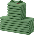 Homaxy 12 Pack 100% Cotton Kitchen Towels and Dishcloths Set, Grass Green | 12 x 12 Inches and 13 x 28 Inches Kitchen Towels Set, Ultra Soft Absorbent Dish Cloths for Washing Dishes