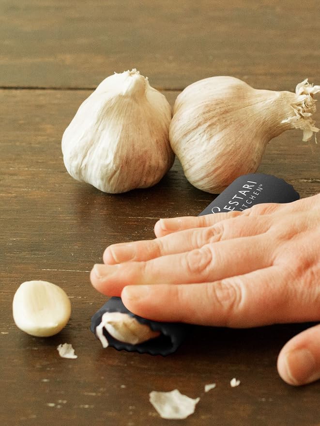 Premium Garlic Peeler - Silicone Easy Roll Garlic Roller Tube - Sturdy Thick Odor Free Silicone - Removes Garlic Peels in Seconds - Peels Multiple Cloves - BPA Free - Black