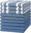 Homaxy Cotton 380 GSM Premium Kitchen Towels, 18"x 28", 9 Pack, Navy Blue | Soft and Absorbent Terry Dish Towels, Multipurpose Tea Towel Set with Hanging Loop, 3 Styles Kitchen Hand Towels