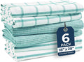 LANE LINEN Cotton Kitchen Towels and Dish Cloths Set, 6-Pack – Absorbent, Quick-Drying Dish Towel, 18" x 28", Soft, Premium Hand and Tea Towels - Aqua